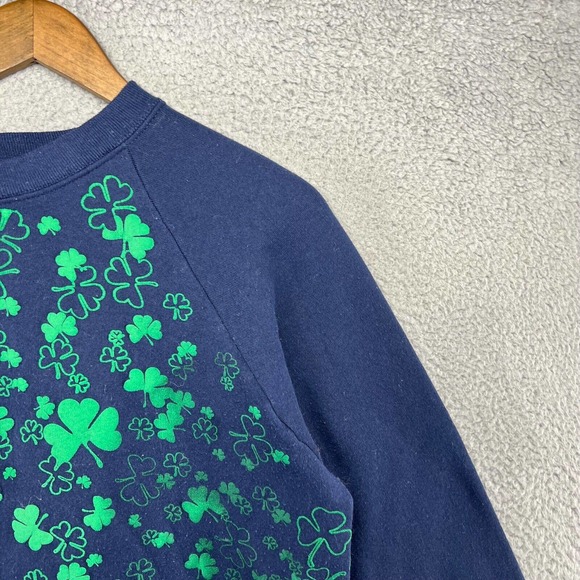 Vintage Irish Sweatshirt Men's Large Blue Green Crewneck Shamrock All Over Puff - Picture 3 of 15
